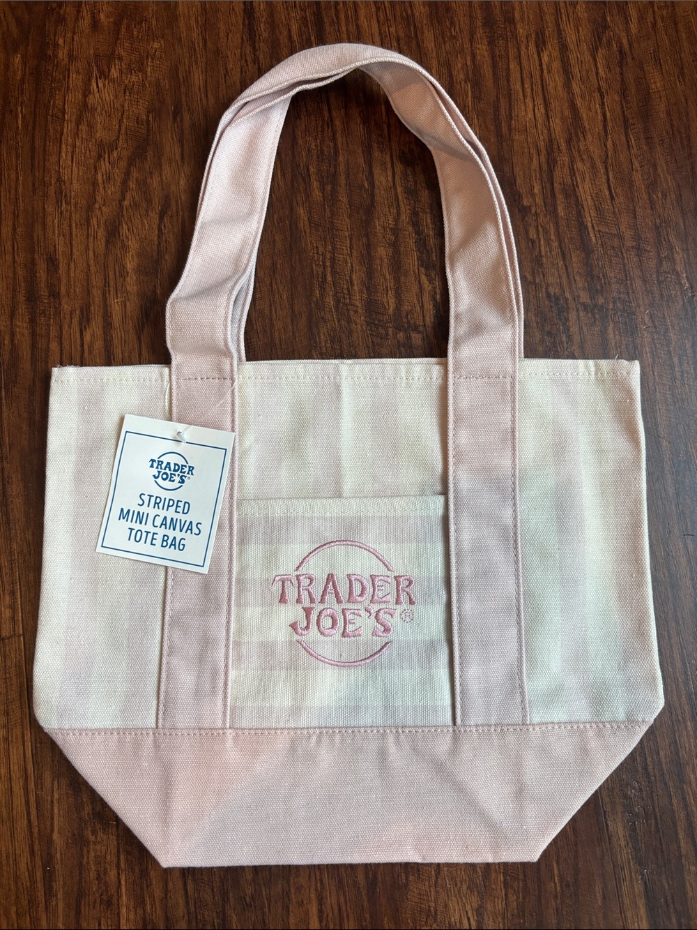 Trader Joe's Pink Striped Mini Canvas Tote